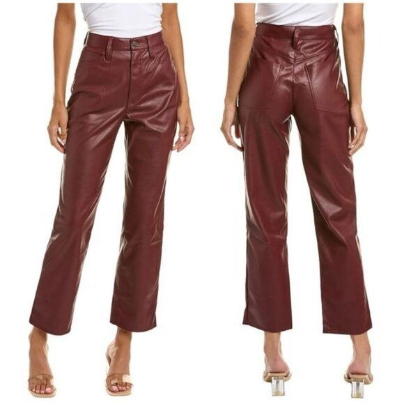 New Madewell The Plus Perfect Vintage Straight Jean Faux Leather in Cabernet 27 - Picture 14 of 14